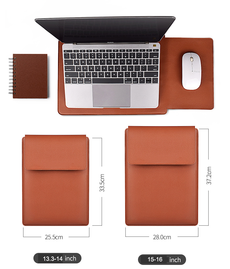 Multipurpose Laptop Bag For Macbook air M2 13.6 13/14 /15 /16 Inch PU Leather Case with Stand Mouse Pad