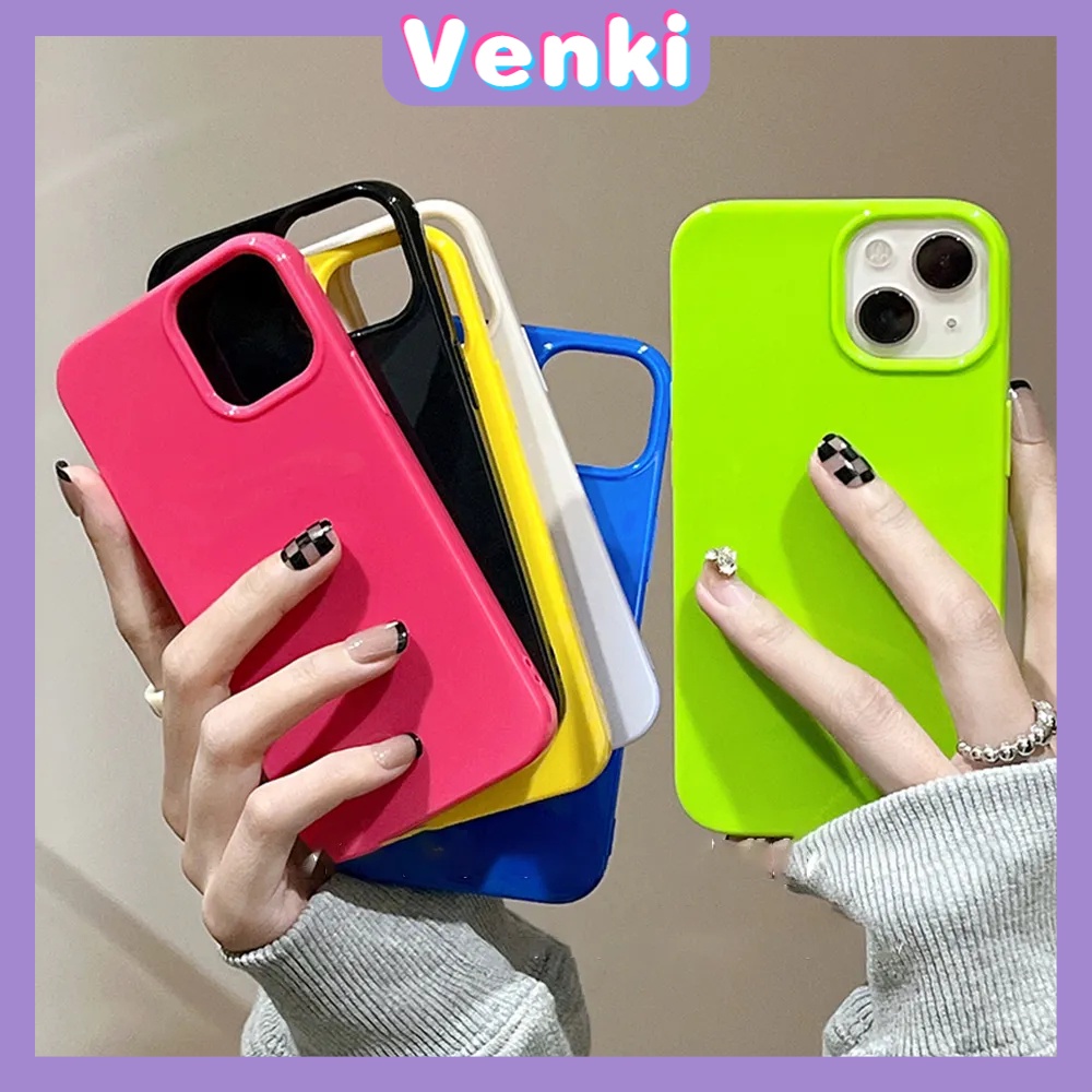 VENKI - Case iPhone 14 Pro Max TPU Soft Simple Case  Glossy Candy Case Black Pink Khaki Yellow Camera Protection Shockproof For iPhone 14 13 12 11 Plus Pro Max 7 Plus X XR