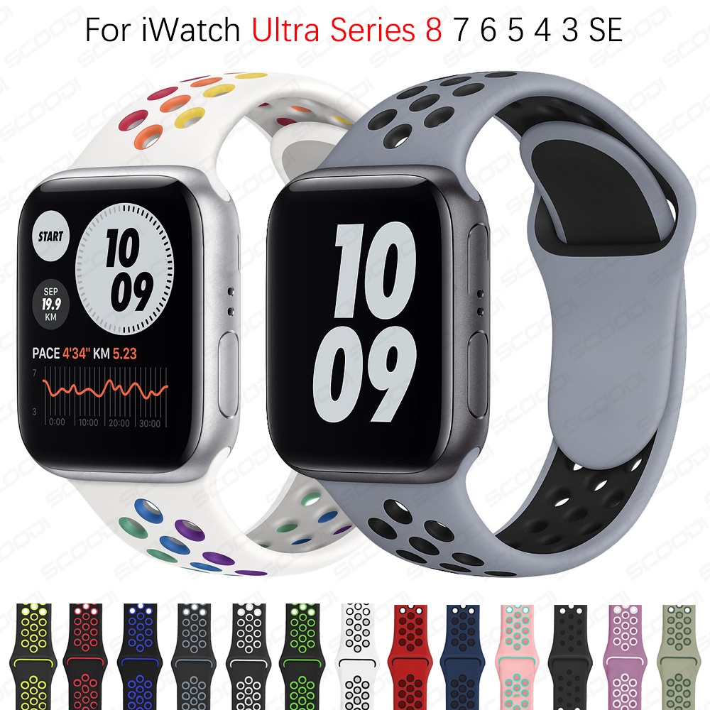 สายนาฬิกาข้อมือซิลิโคน แบบเปลี่ยน สําหรับ iWatch Ultra Series 8 7 6 SE 5 4 3 2 1 38 มม. 40 มม. 42 มม. 44 มม. 41 มม. 45 มม. 49 มม.