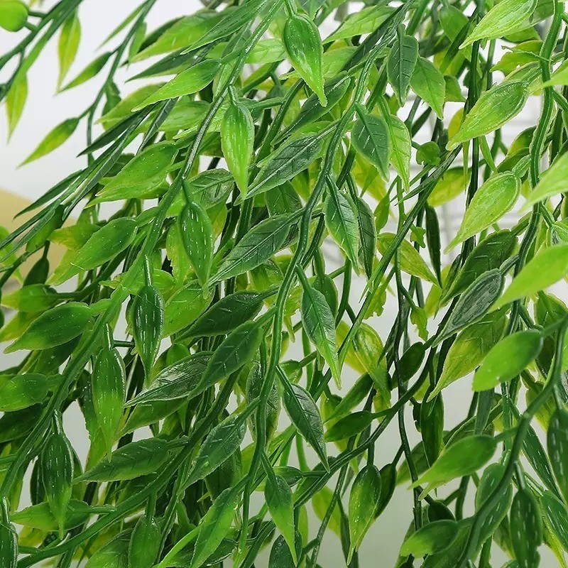 台灣現貨【仿真綠柳葉材】加密5叉柳條垂墜感 牆面植物牆佈置 花藝材料藤蔓搭配