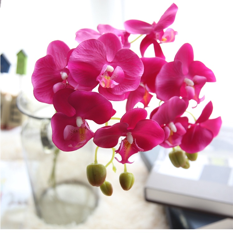 台灣現貨【仿真蝴蝶蘭】絹花蘭花 多頭花枝 會場佈置 新年玄關 婚禮餐廳拍照背景插花 花藝材料 新年佈置