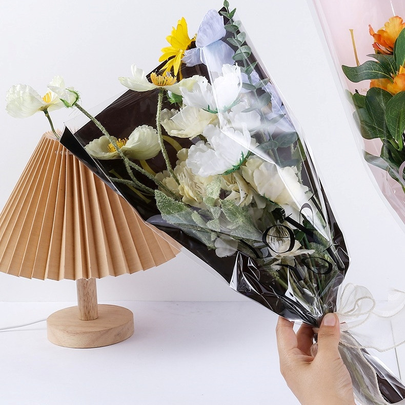 台灣現貨【英文OPP花套】愛你穿越時間 韓風三角花袋 單支玫瑰小花束包裝 送禮拍照展示 約50張