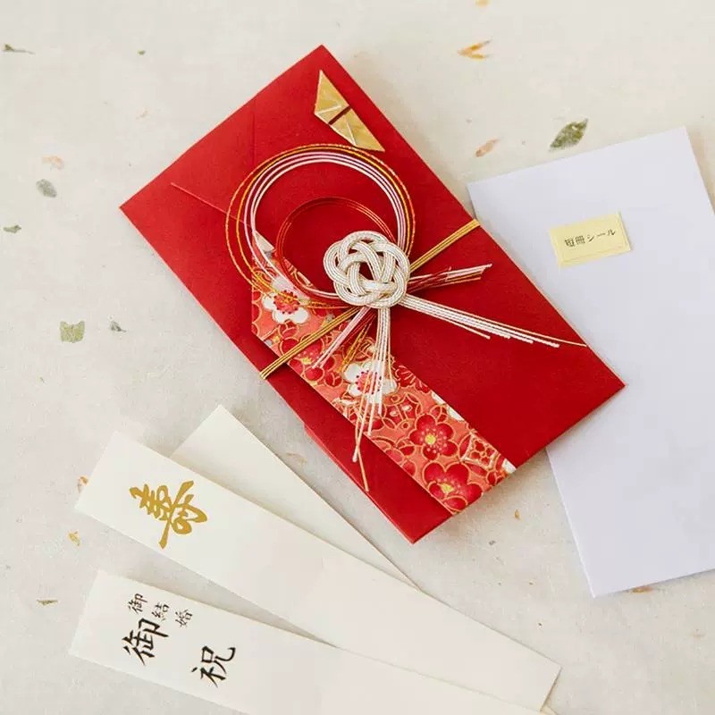 台灣現貨【日式水引祝儀袋】Mizuhiki水引結禮金袋 新年紅包袋 喜慶祝賀送禮包裝 淡路結同心結瑞鶴 包裝材料
