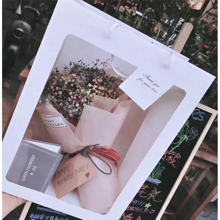 台灣現貨【透明手提禮物袋提袋】櫥窗展示梯形方形多尺寸 花束禮盒紅酒瓶袋 送禮包裝手提袋(依選項/賣場規格為準) 包裝材料