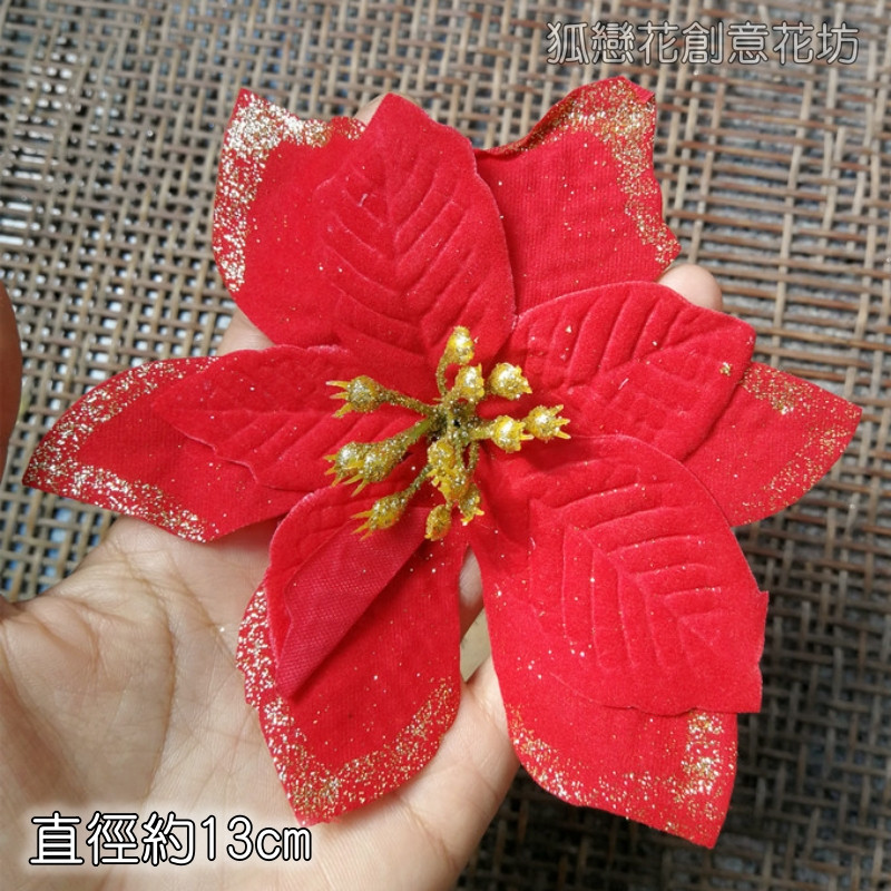 (紅色)金粉小聖誕花(3朵),🦊~賣場商品眾多，歡迎參觀選購~🦊