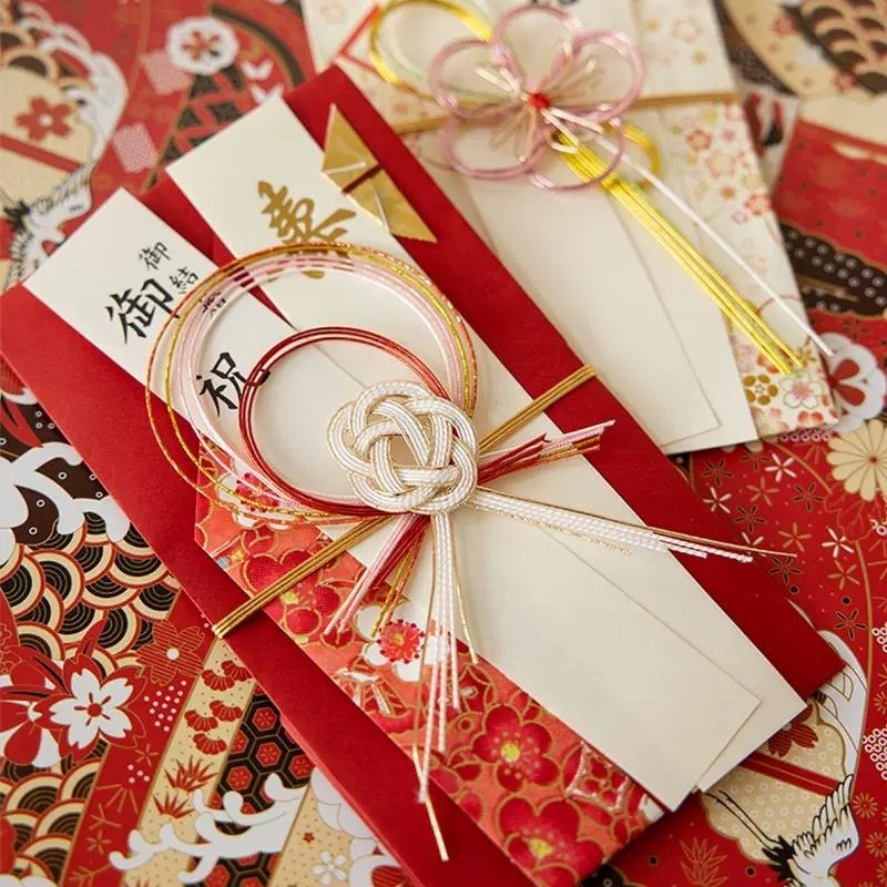 台灣現貨【日式水引祝儀袋】Mizuhiki水引結禮金袋 新年紅包袋 喜慶祝賀送禮包裝 淡路結同心結瑞鶴 包裝材料