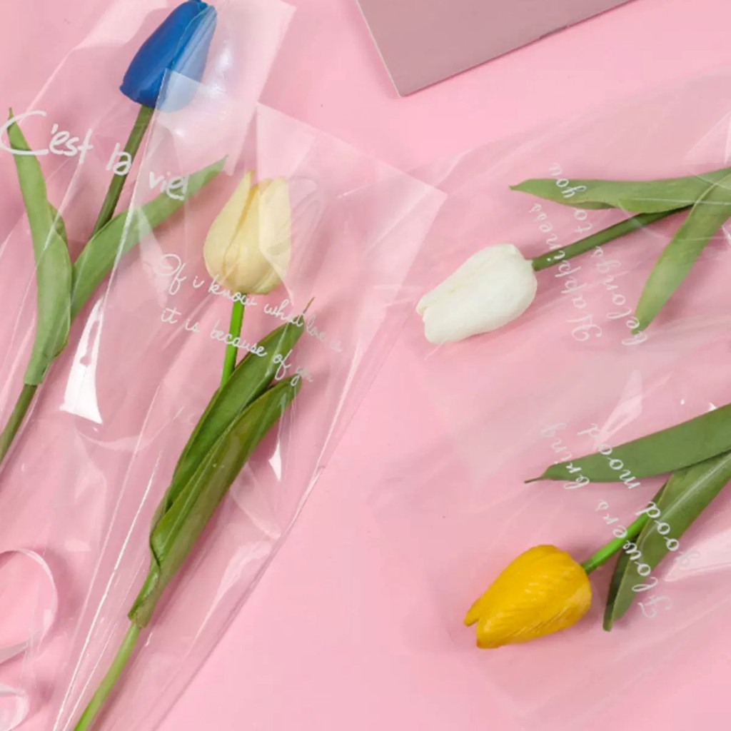 台灣現貨【透明英文鮮花袋】IG風OPP花袋單支玫瑰小花束包裝 多尺寸 上口13到32cm 花店送禮耗材