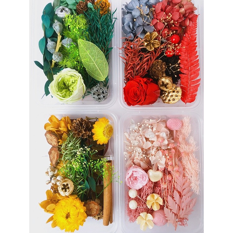 台灣現貨【節慶永生花DIY材料包】永生花乾燥花主題配色 新年聖誕佈置花盒桌面作品 手作體驗送禮素材 手作材料 花藝材料