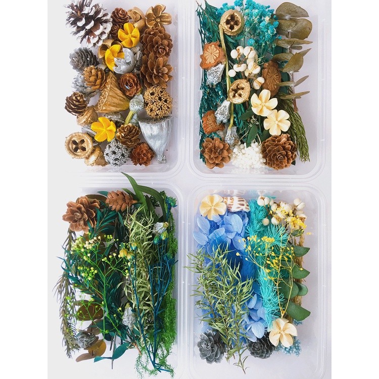 台灣現貨【節慶永生花DIY材料包】永生花乾燥花主題配色 新年聖誕佈置花盒桌面作品 手作體驗送禮素材 手作材料 花藝材料