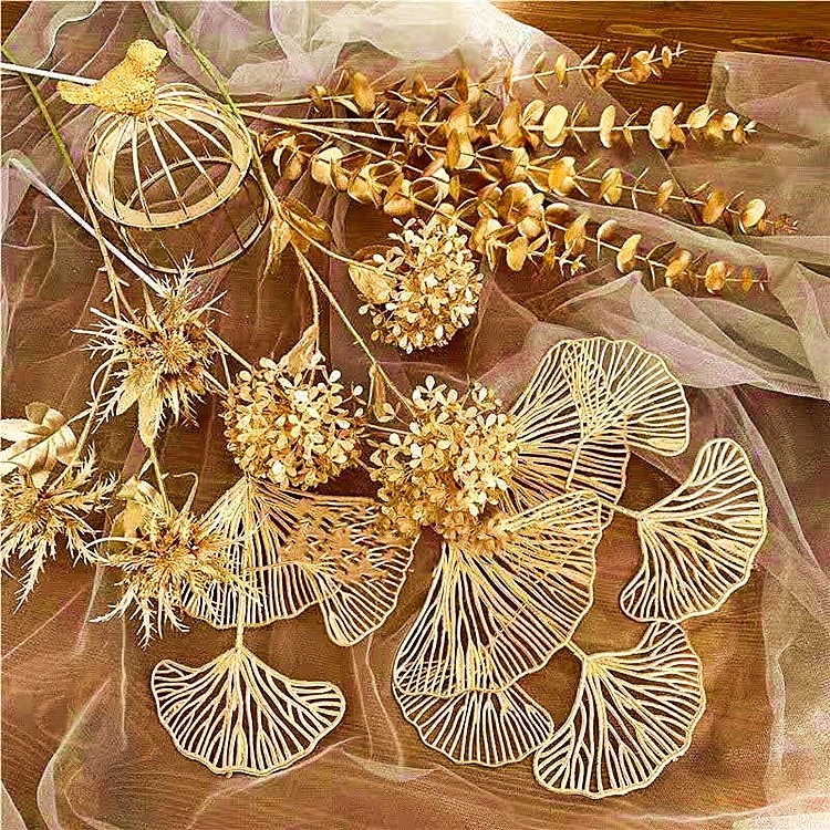 台灣現貨【新年紅金仿真花材】金漆植物冬青紅果插花素材 玄關客廳櫥窗佈置 花瓶盆栽桌花搭配 單款 花藝材料 新年佈置