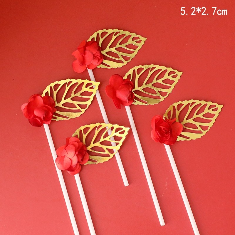 造型卡插❰金葉紅花❱(5入)