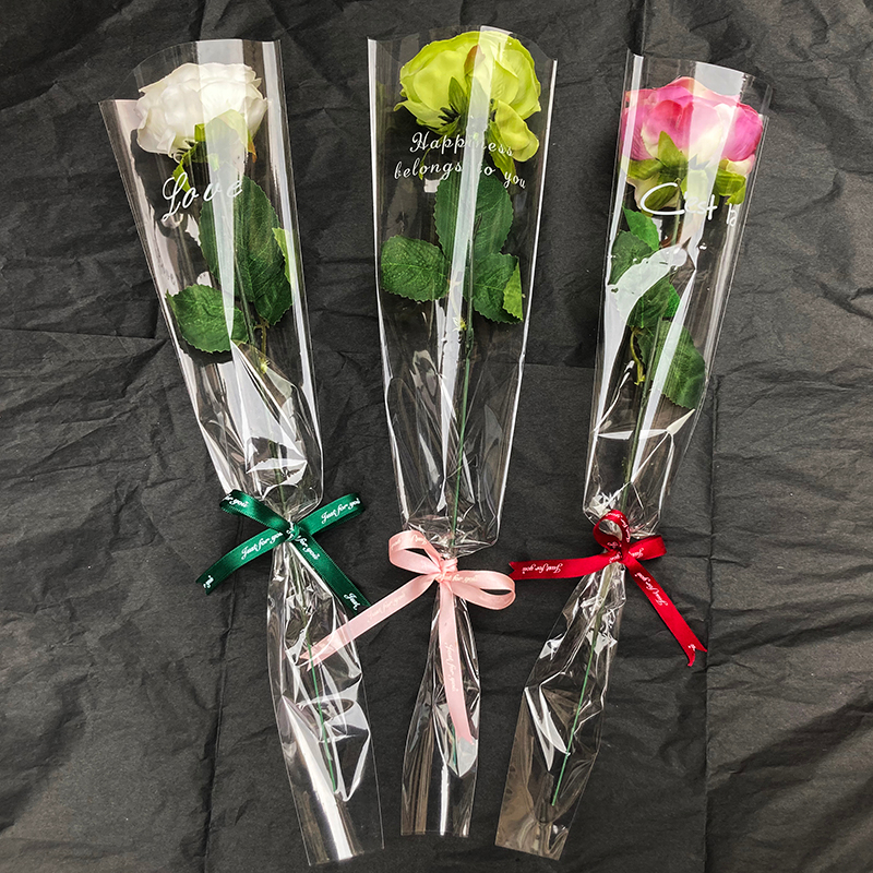 台灣現貨【單支花包裝袋】透明視窗牛皮紙花套 鮮花香皂花人造花通用 單支花束送禮包裝 花束包裝 包裝材料