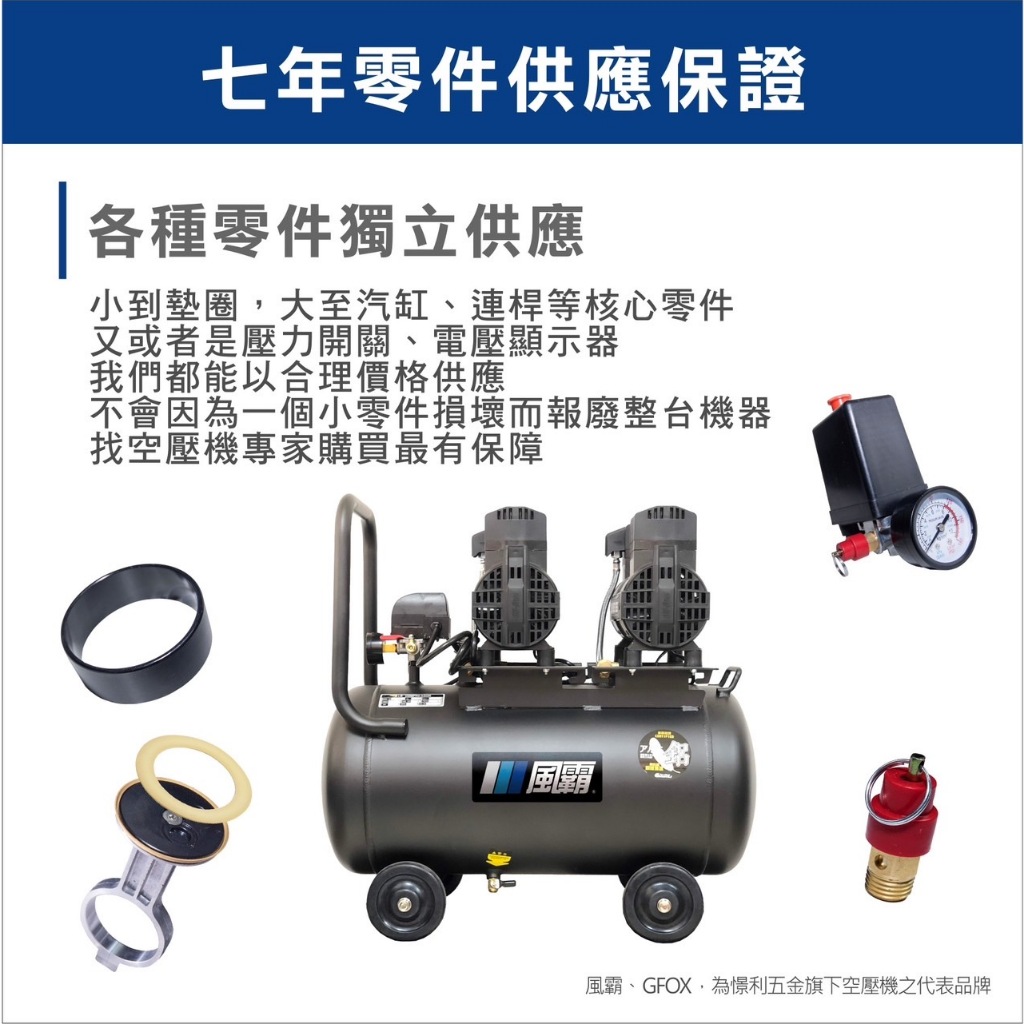 附發票 風霸經銷GFOX雙缸5HP60L輕量鋁桶無油空壓機 空氣壓縮機 木工裝修 噴漆修補 牙醫診所齒模用 商品圖片 4