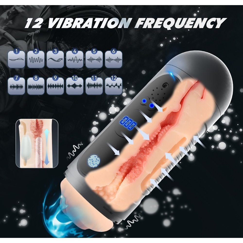 太空觸摸12頻雙頭震叫聲計數杯 2WAY電動自慰器