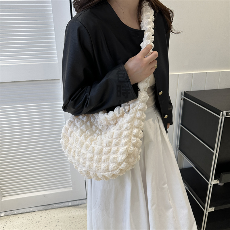 Korean style pleated bag dopamine wear bag cloud bag drawstring elastic ...