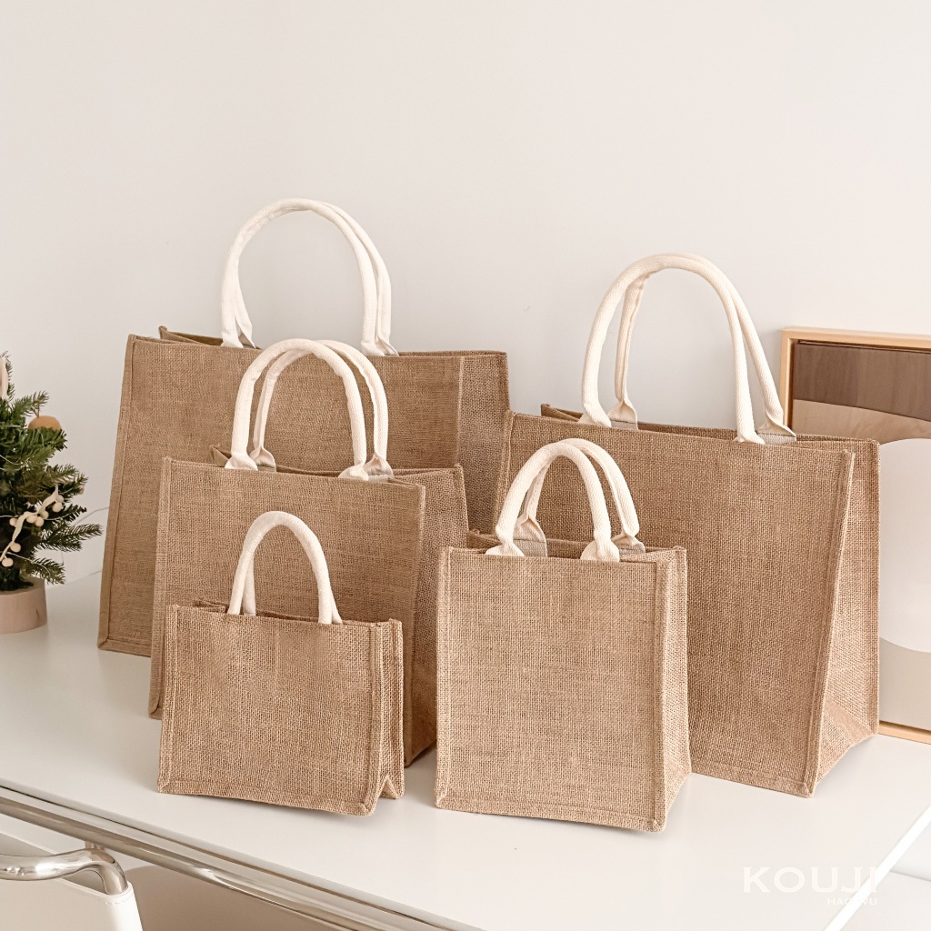 KOUJI? 實拍現貨｜手提麻布包 麻布手提袋 購物袋 麻布袋 手提袋 手提包 麻布包 收納袋 棉麻袋 環保袋 防水