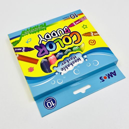 AMOS阿摩司 Color Buddy 粗字水性彩色筆 可水洗 兒童無毒繪畫彩色筆｜10色經典組｜韓國 EN71 認證