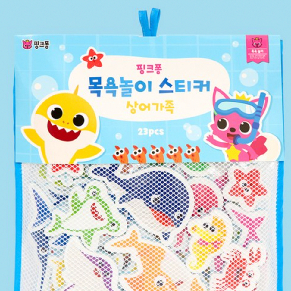 鯊魚寶寶 碰碰狐 洗澡貼紙玩具（海底世界/恐龍）23片+收納袋