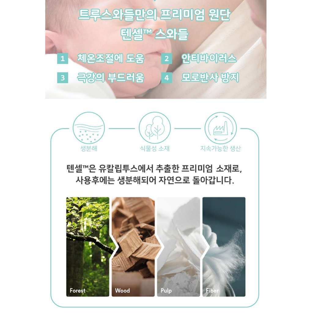 韓國製 True Swaddle 寶寶天絲蝴蝶包巾 薄荷綠 S號