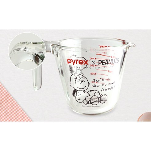 美國康寧 Pyrex 史努比圖案 SNOOPY 單耳量杯