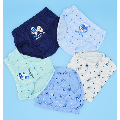 韓國 BABY&I 男童 Baby Shark 印花三角內褲 5入