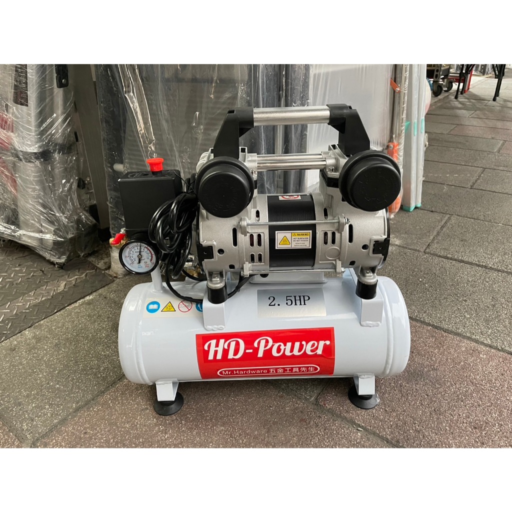 附發票 台北工具 雙缸2.5HP10L無油靜音空壓機  空氣壓縮機 木工裝修 噴漆修補 商品圖片 2