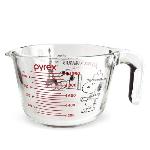 美國康寧 Pyrex 史努比圖案 SNOOPY 單耳量杯