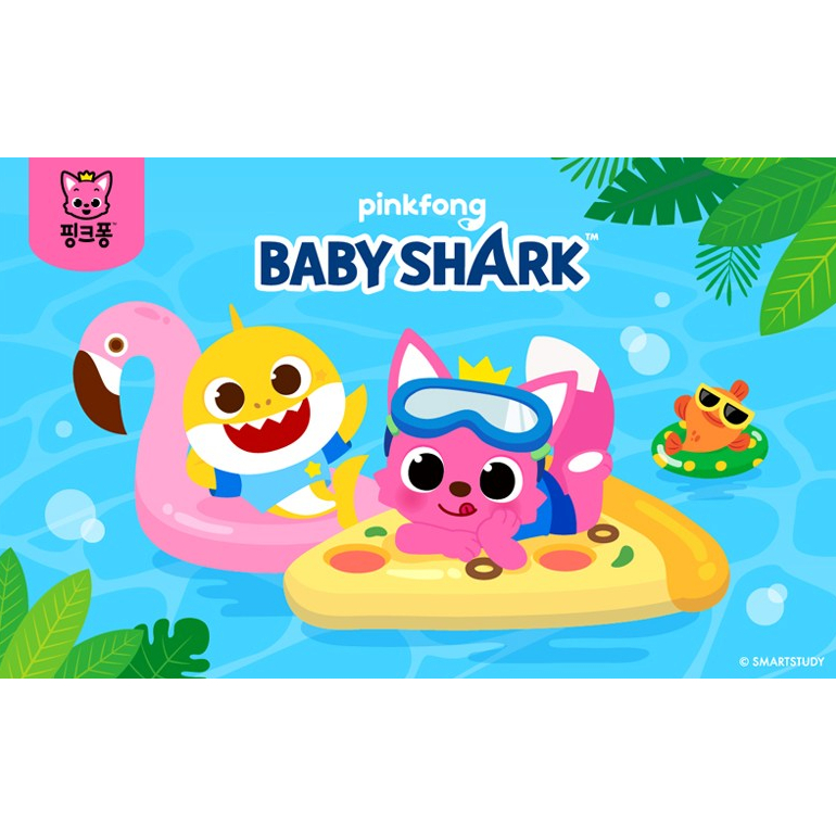 Baby Shark 鯊魚寶寶 粉色透明 防水圓筒斜背包