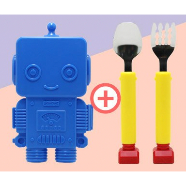 韓國 FLEXA Robot 機器人兒童叉匙餐具+收納盒組