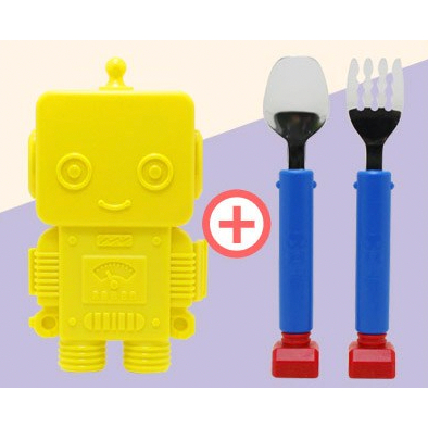 韓國 FLEXA Robot 機器人兒童叉匙餐具+收納盒組