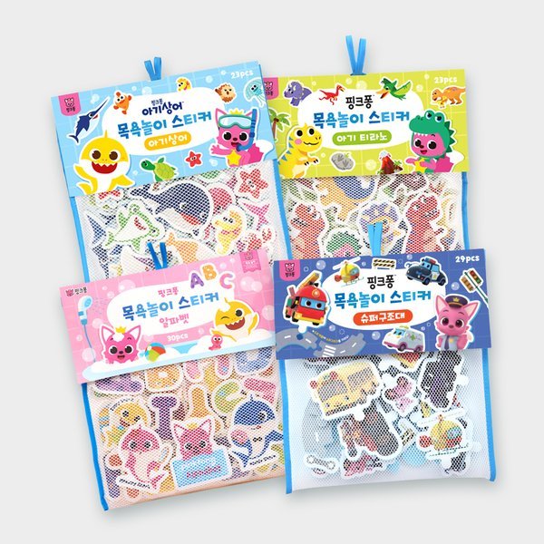 鯊魚寶寶 碰碰狐 洗澡貼紙玩具（海底世界/恐龍）23片+收納袋