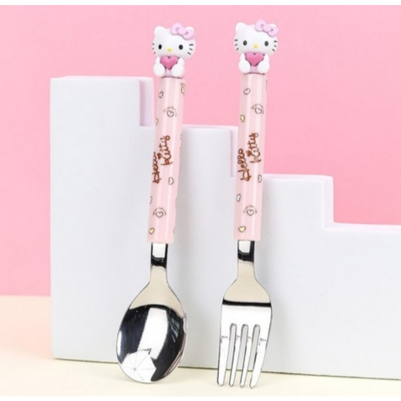 韓國製 LiLFANT 三麗鷗 Hello Kit 兒童立體匙叉組