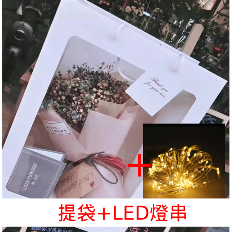 台灣現貨【透明提袋LED燈串組】防水燈串發光提袋DIY 禮物包裝花束玩偶提袋 生日聖誕情人節拍照佈置 情人節花束 送女友