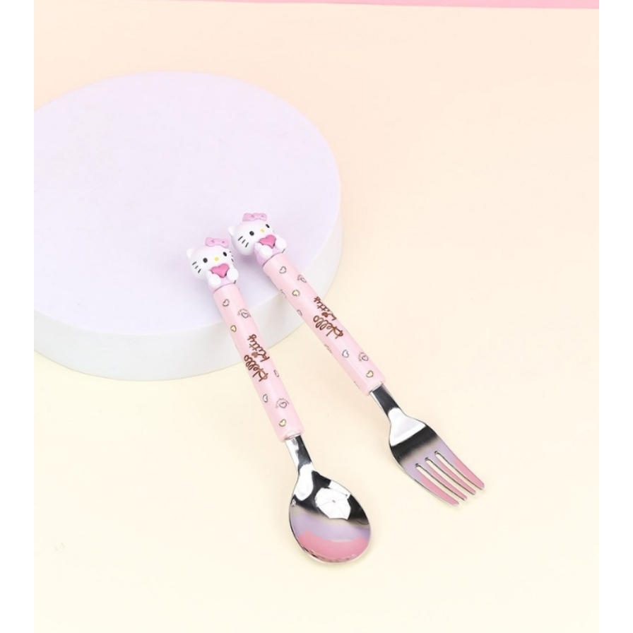韓國製 LiLFANT 三麗鷗 Hello Kit 兒童立體匙叉組