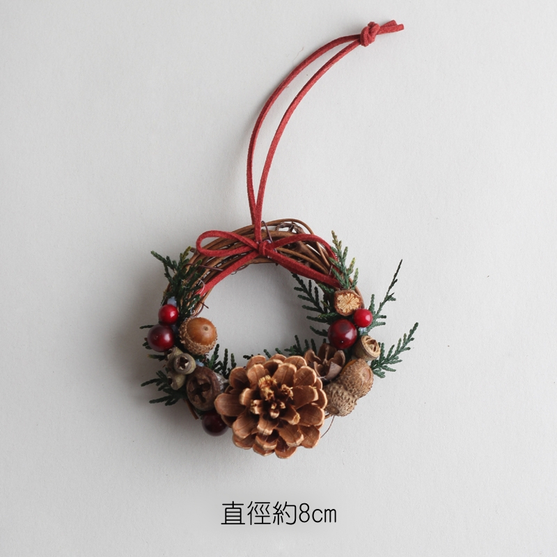 8cm橡實松果藤圈,成品藤圈掛飾，非材料包