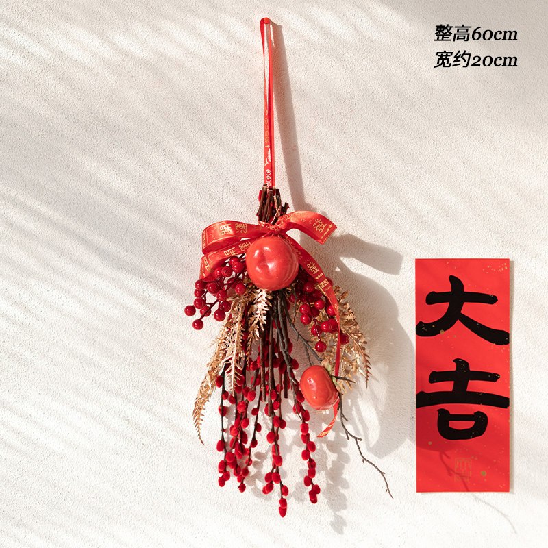 銀柳掛飾_紅色柿子+金蕨葉,🦊~賣場商品眾多，歡迎參觀選購~🦊