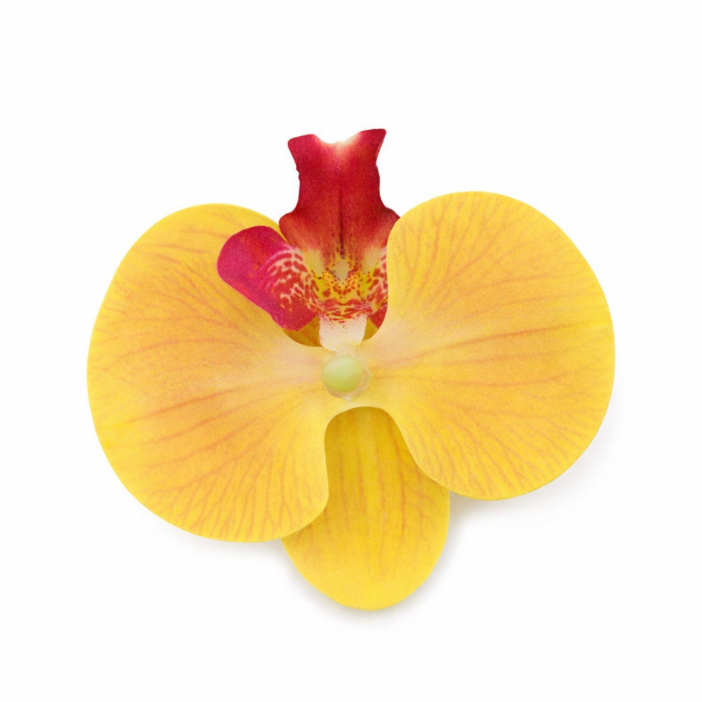 台灣現貨【仿真蝴蝶蘭花頭】約9.5cm DIY花藝素材 漢服髮飾胸針手作配件 黃紅粉色 花藝材料