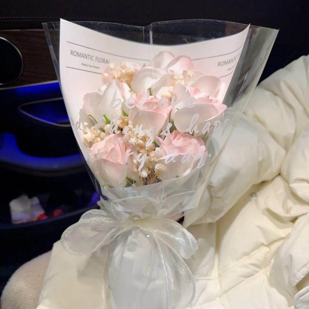 9朵 | 薔薇粉花束,純花束（無提袋／無燈串）