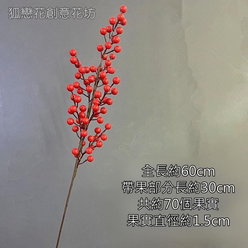 紅果｜6叉無葉冬青果（1枝）
