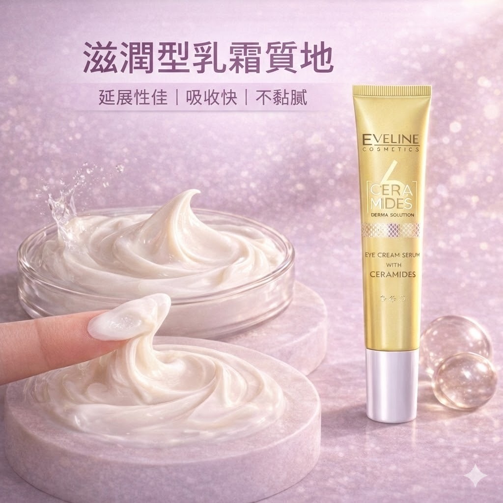 Eveline 波蘭原裝 神經醯胺眼霜 20ml 藍銅胜肽配方 乾敏肌適用 深層保濕修護 深層保濕 眼周修護 緊緻提亮