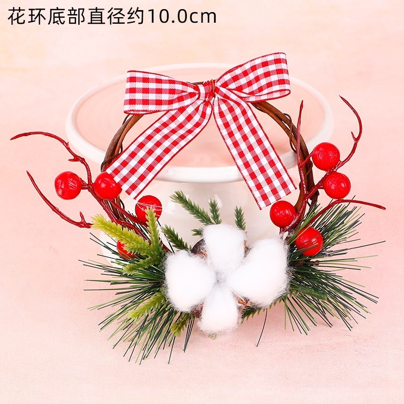 10cm棉花紅果藤圈,成品藤圈掛飾，非材料包