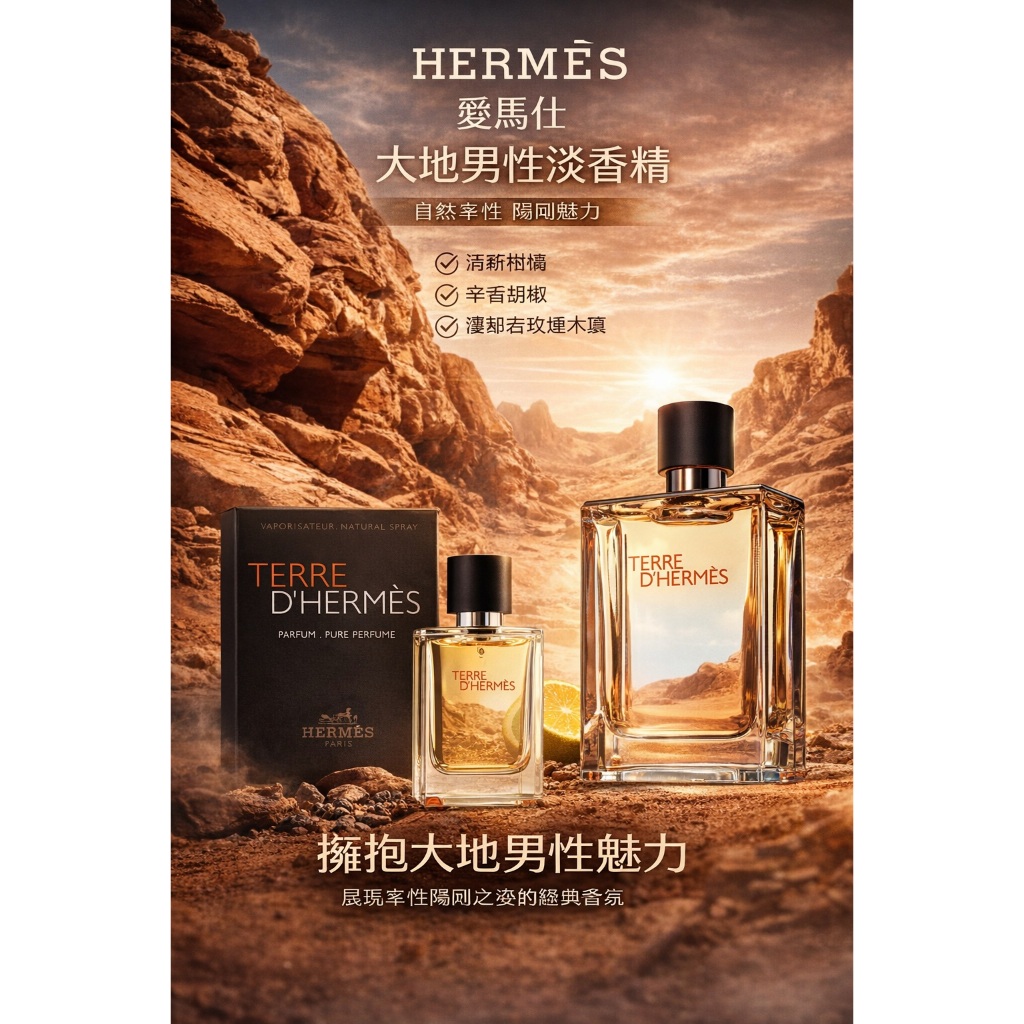 愛馬仕 TERRE D 大地 男性淡香水（12.5ml）－國際航空版