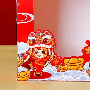 台灣現貨【紅色透明視窗提袋】新年福袋手提禮物袋 金色提繩 紙袋包裝 交換禮物糖果小物展示 包裝材料