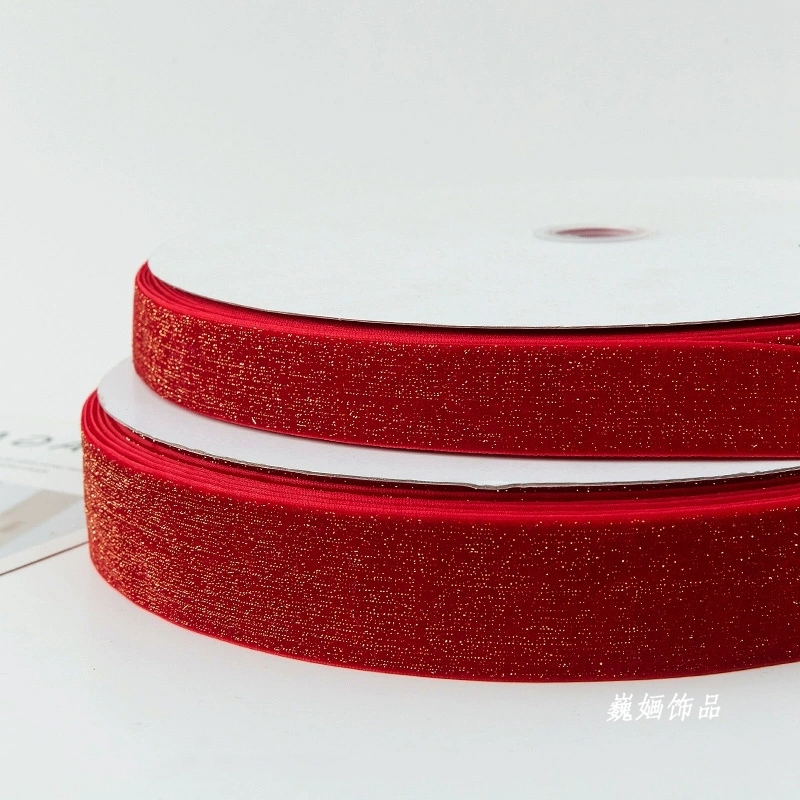 新年_3.8cm寬/金絲絨布緞帶/10碼,1卷(實際寬度/長度請看選項)