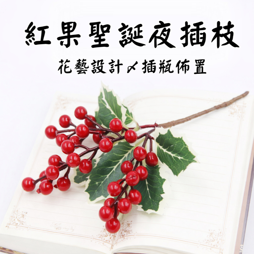 台灣現貨【聖誕紅果插枝】紅果金果聖誕葉花材 可彎折修剪 插瓶花環門松花圈 節慶佈置材料 花藝材料 花圈藤圈 聖誕佈置