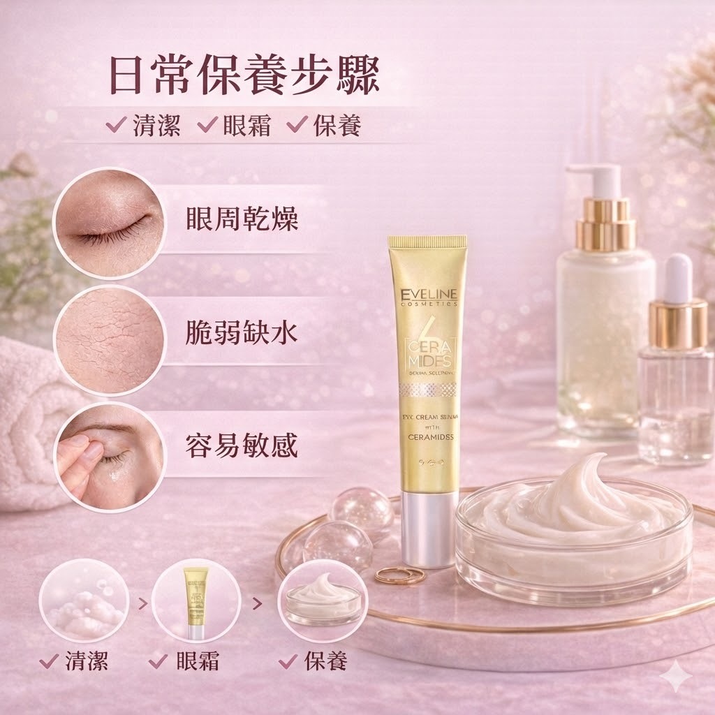 Eveline 波蘭原裝 神經醯胺眼霜 20ml 藍銅胜肽配方 乾敏肌適用 深層保濕修護 深層保濕 眼周修護 緊緻提亮