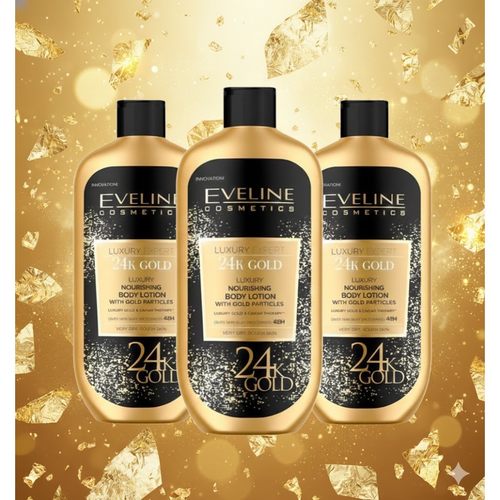 波蘭 Eveline Cosmetics 頂奢 24K金箔魚子醬 絲滑瑩亮滋養身體乳 350ml