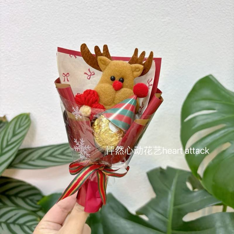 15cm紅色聖誕玩偶+金莎
