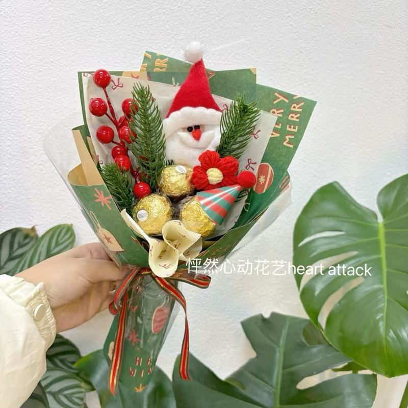 30cm聖誕玩偶金莎花束(綠)