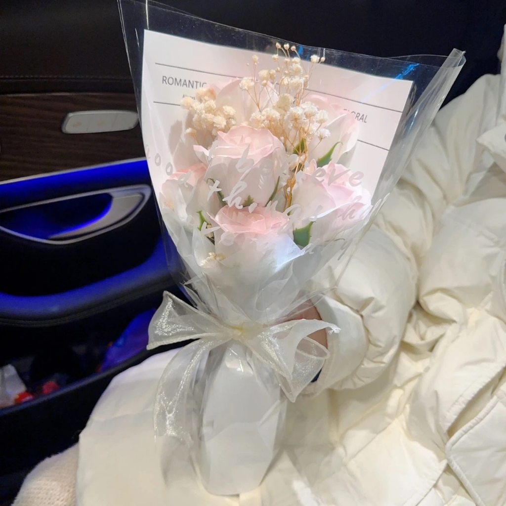 6朵 | 薔薇粉花束,純花束（無提袋／無燈串）